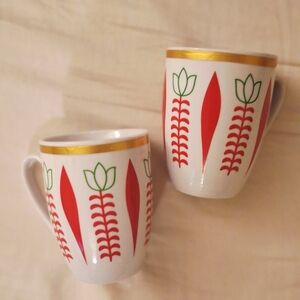 Gold and Red Patterned Mugs